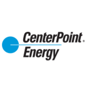 CenterPoint Energy logo with a blue circle intersected by a thin horizontal line, and the company name “CenterPoint Energy” in bold black text to the right.