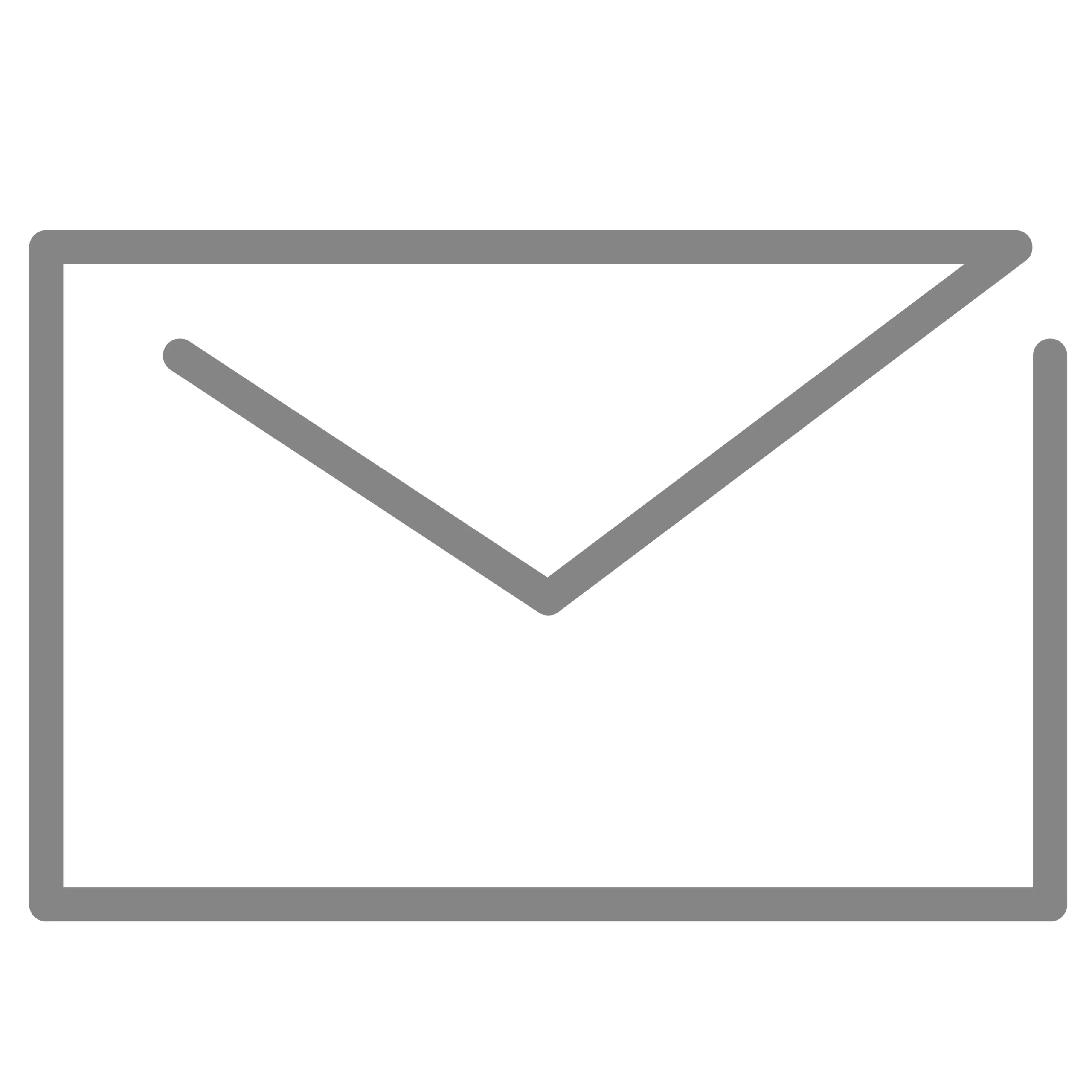 A simple gray outline of an envelope on a white background, symbolizing email or mail.