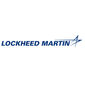 Lockheed Martin logo with the company name in blue uppercase letters and a stylized star design on the right.