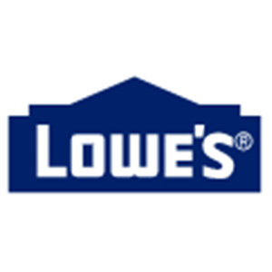 The image shows the Lowes logo, featuring the word Lowes in white, bold letters inside a blue, house-shaped outline.