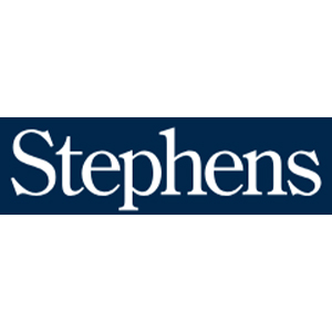 White text reading Stephens on a dark blue rectangular background.