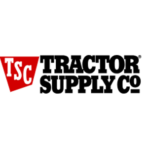 Tractor Supply Co. logo featuring a red shield with white TSC letters on the left and bold black text reading TRACTOR SUPPLY CO. on the right.